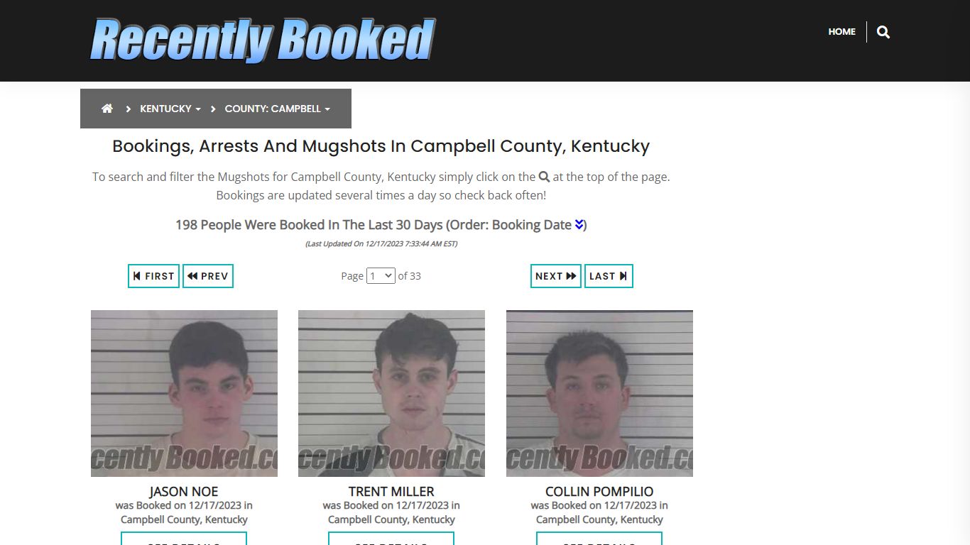 Bookings, Arrests and Mugshots in Campbell County, Kentucky
